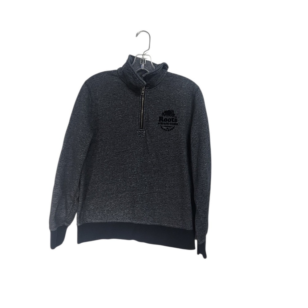 Roots Athletic Goods Grey Heather 1/4 Zip Pullover Sweatshirt Mens L G